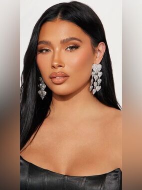 Rhinestone Drop Heart Earrings
